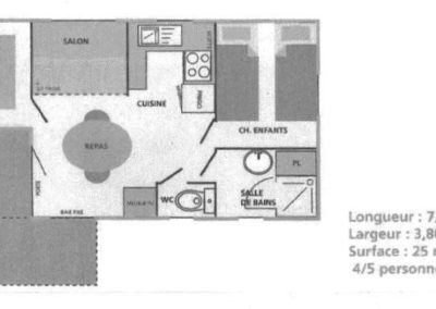 Map of the Chalet mobile home Pacifique 1